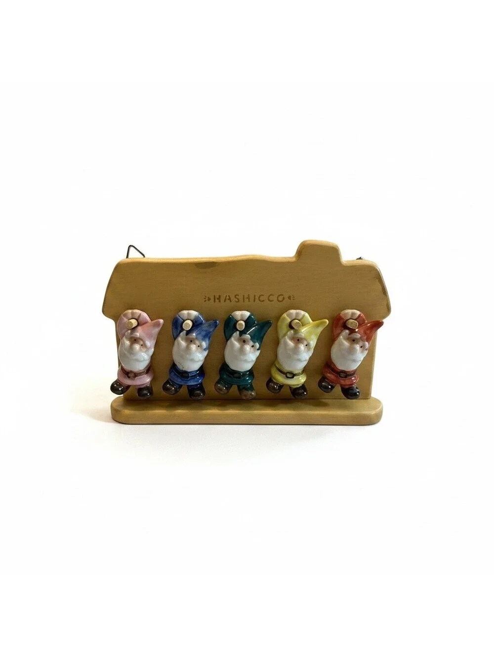 Hashicco Gnome Chopstick Rests 5-Pc Ceramic Set with Wooden Stand